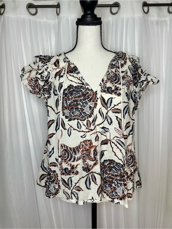 House of Harlow 1960 Tops - The House of Harlow 1960 Floral Ruffle Tie-Front V-Neck Top